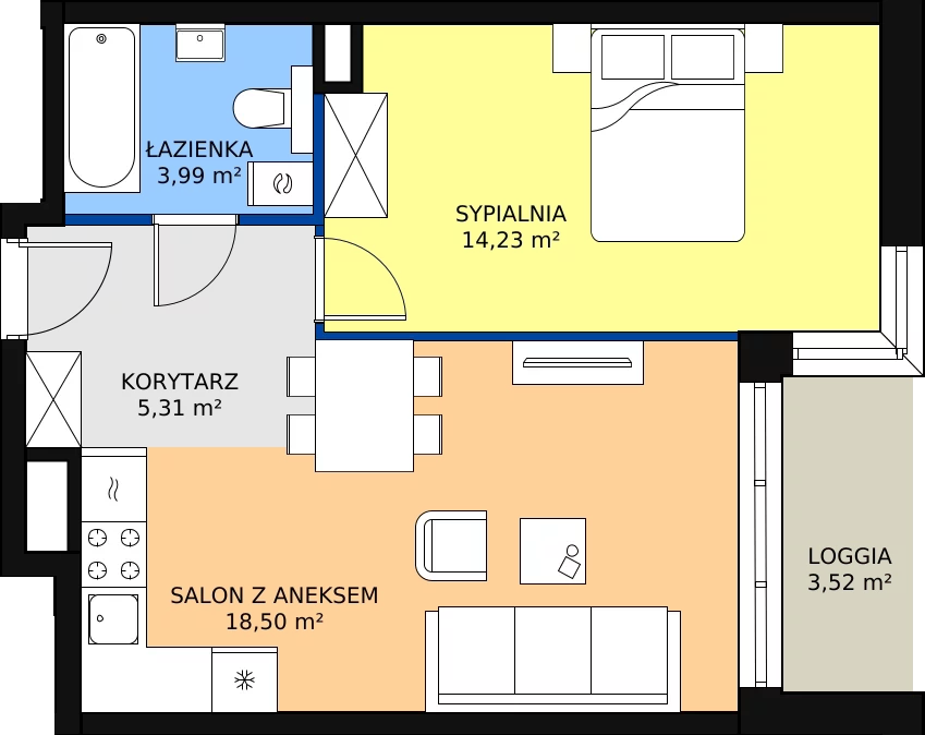 2 pokoje, mieszkanie 42,03 m², piętro 2, oferta nr A13, Strzelców 28, Kraków, Prądnik Czerwony, ul. Strzelców 28