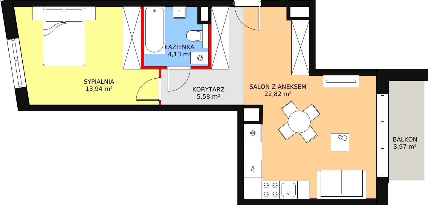 Mieszkanie 46,47 m², piętro 2, oferta nr A16, Strzelców 28, Kraków, Prądnik Czerwony, ul. Strzelców 28