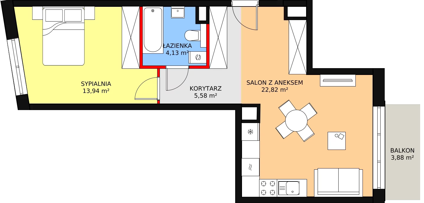 Mieszkanie 46,47 m², piętro 3, oferta nr A17, Strzelców 28, Kraków, Prądnik Czerwony, ul. Strzelców 28