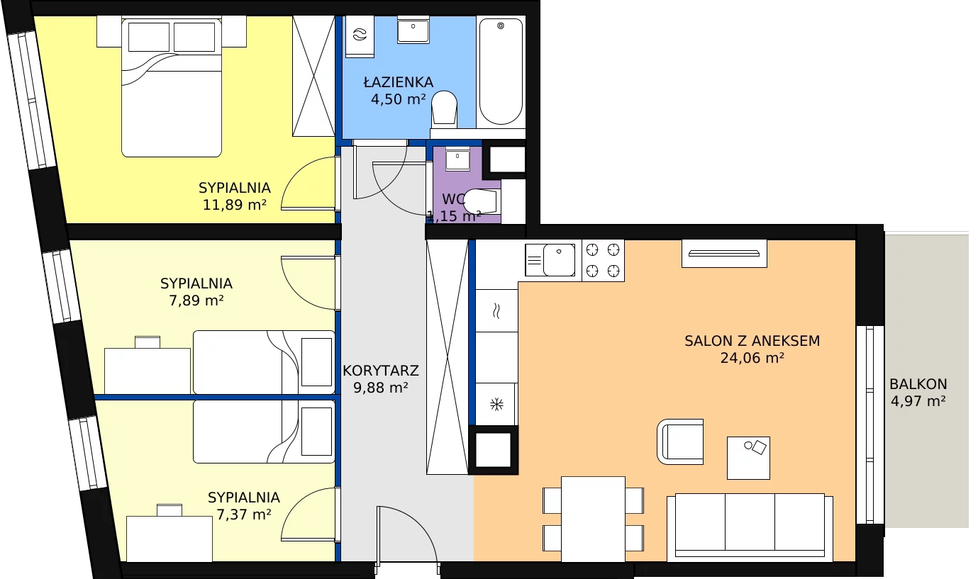 Zalety mieszkania 66.74 m², A18