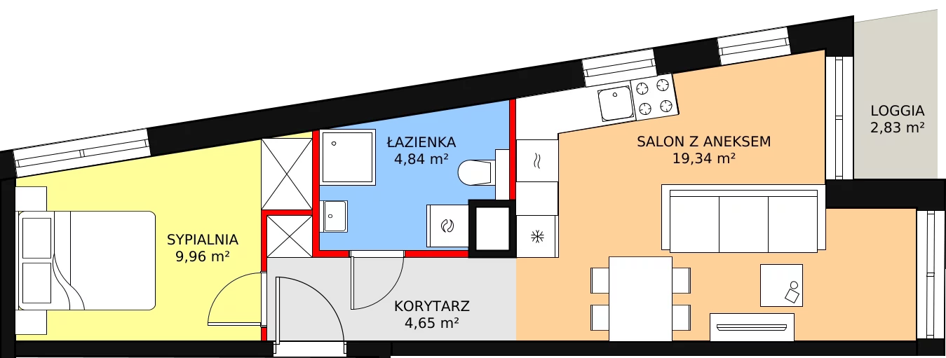 Mieszkanie 38,79 m², piętro 3, oferta nr A21, Strzelców 28, Kraków, Prądnik Czerwony, ul. Strzelców 28