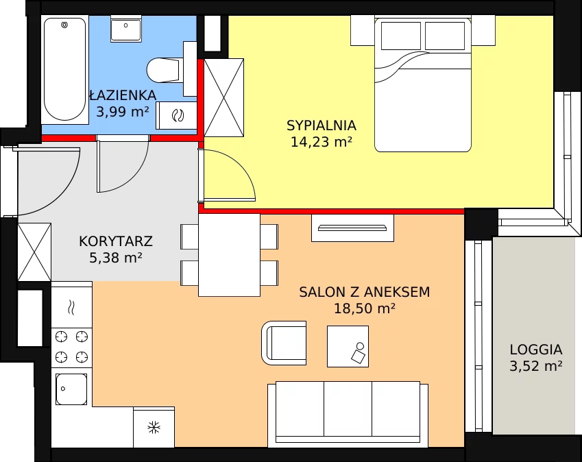 Mieszkanie 42,10 m², piętro 3, oferta nr A22, Strzelców 28, Kraków, Prądnik Czerwony, ul. Strzelców 28