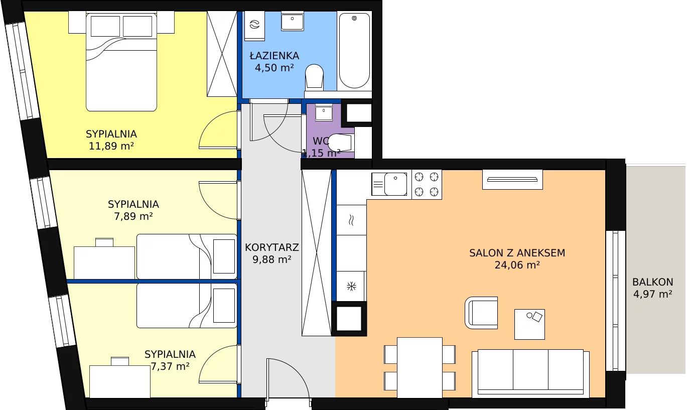 Zalety mieszkania 66.74 m², A34