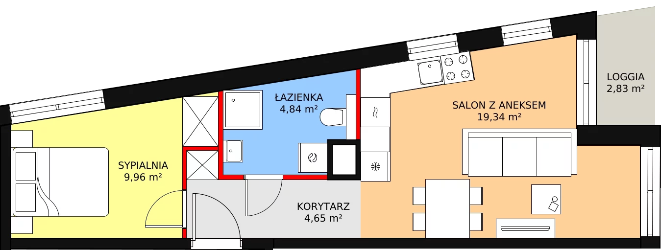 Mieszkanie 38,79 m², piętro 5, oferta nr A37, Strzelców 28, Kraków, Prądnik Czerwony, ul. Strzelców 28