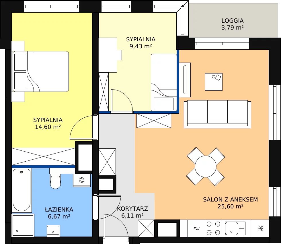 Zalety mieszkania 62.41 m², A39