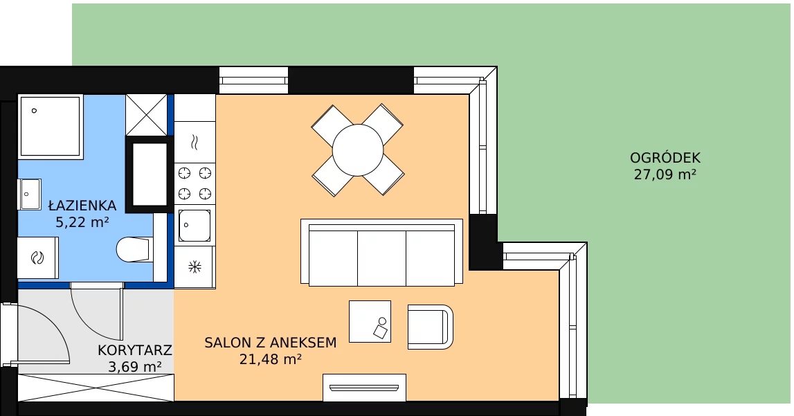 1 pokój, mieszkanie 33,02 m², piętro 1, oferta nr 4B, Strzelców 28, Kraków, Prądnik Czerwony, ul. Strzelców 28