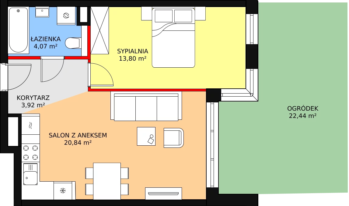 Mieszkanie 42,63 m², parter, oferta nr B5, Strzelców 28, Kraków, Prądnik Czerwony, ul. Strzelców 28