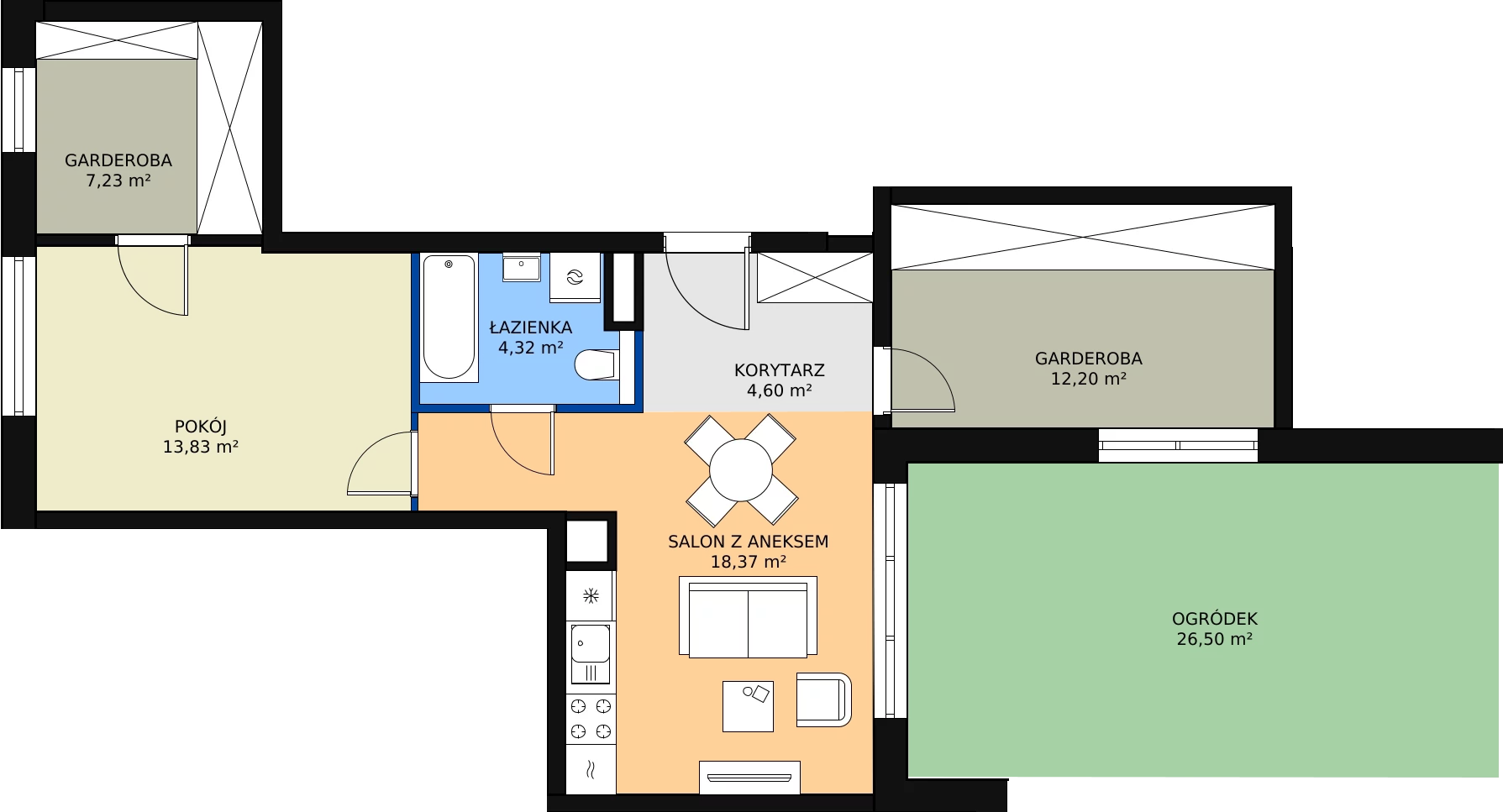 1 pokój, mieszkanie 32,91 m², piętro 2, oferta nr 8B, Strzelców 28, Kraków, Prądnik Czerwony, ul. Strzelców 28