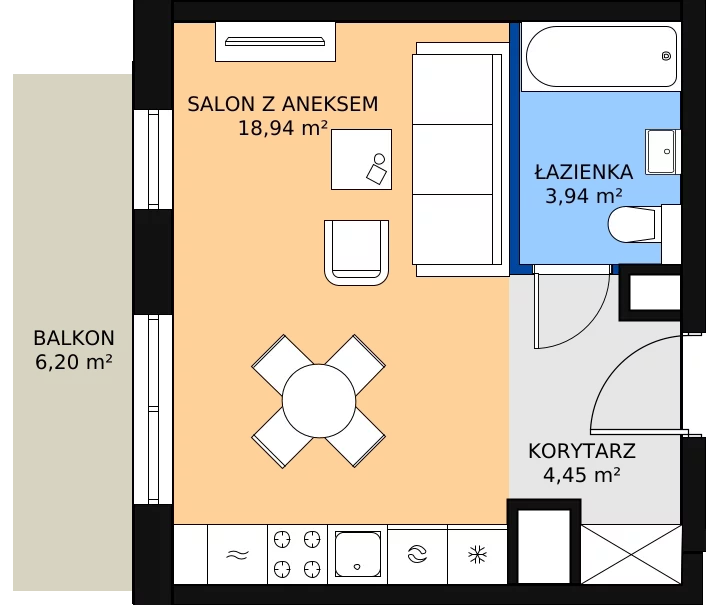 2 pokoje, mieszkanie 42,62 m², parter, oferta nr 29B, Strzelców 28, Kraków, Prądnik Czerwony, ul. Strzelców 28