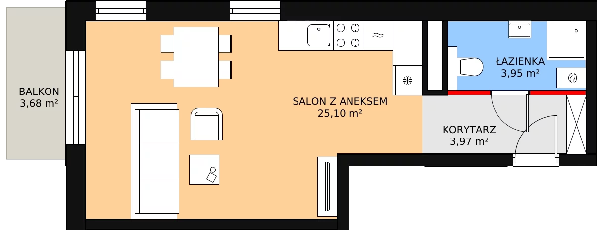 Mieszkanie 33,02 m², piętro 3, oferta nr B30, Strzelców 28, Kraków, Prądnik Czerwony, ul. Strzelców 28