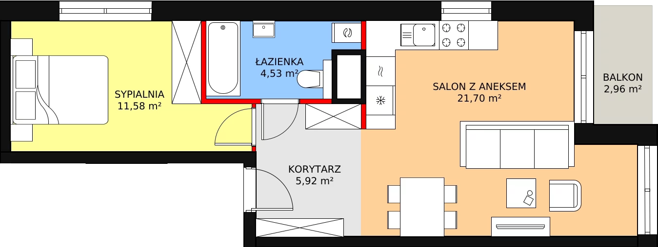 Mieszkanie 43,73 m², piętro 3, oferta nr B31, Strzelców 28, Kraków, Prądnik Czerwony, ul. Strzelców 28