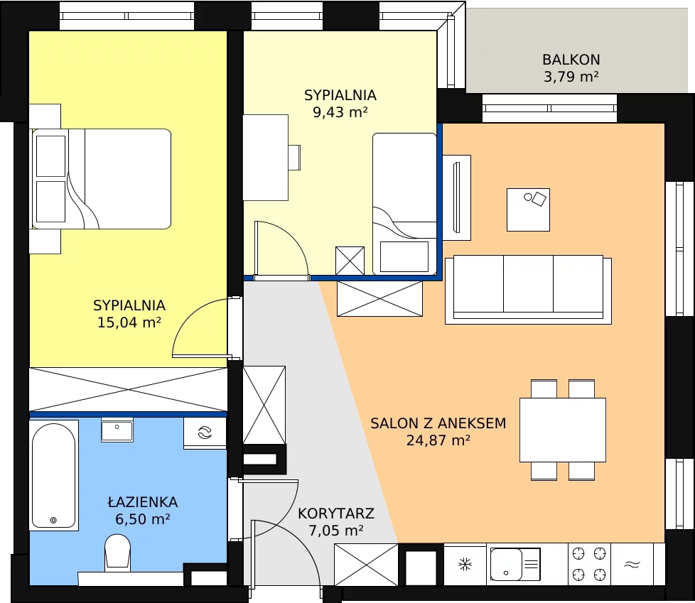 Zalety mieszkania 62.89 m², B33