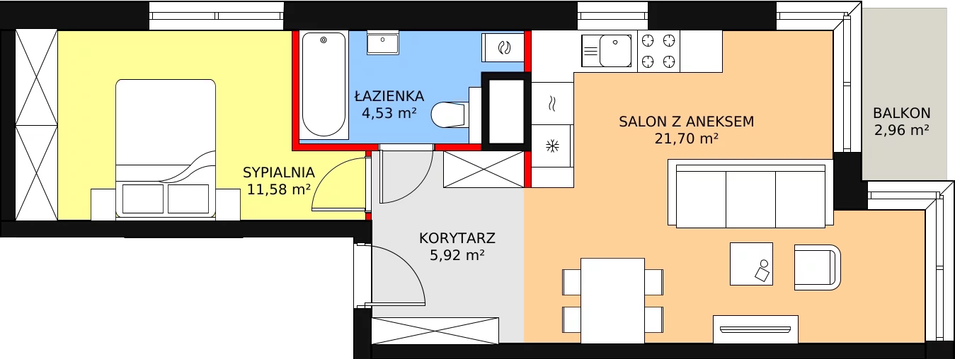 Mieszkanie 43,73 m², piętro 4, oferta nr B40, Strzelców 28, Kraków, Prądnik Czerwony, ul. Strzelców 28