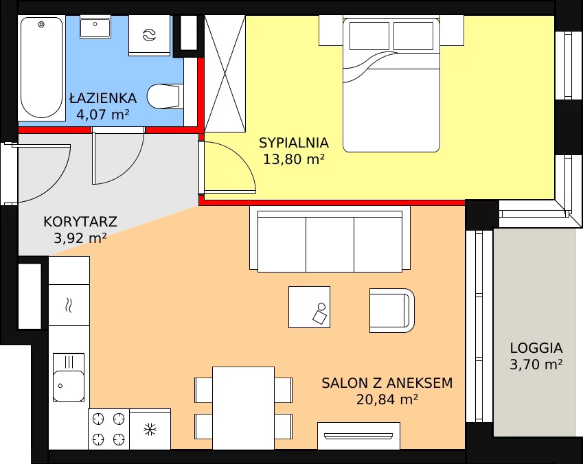 Mieszkanie 42,63 m², piętro 4, oferta nr B41, Strzelców 28, Kraków, Prądnik Czerwony, ul. Strzelców 28