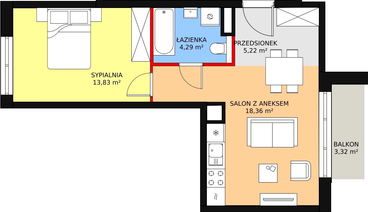 Mieszkanie 41,70 m², piętro 4, oferta nr B44, Strzelców 28, Kraków, Prądnik Czerwony, ul. Strzelców 28