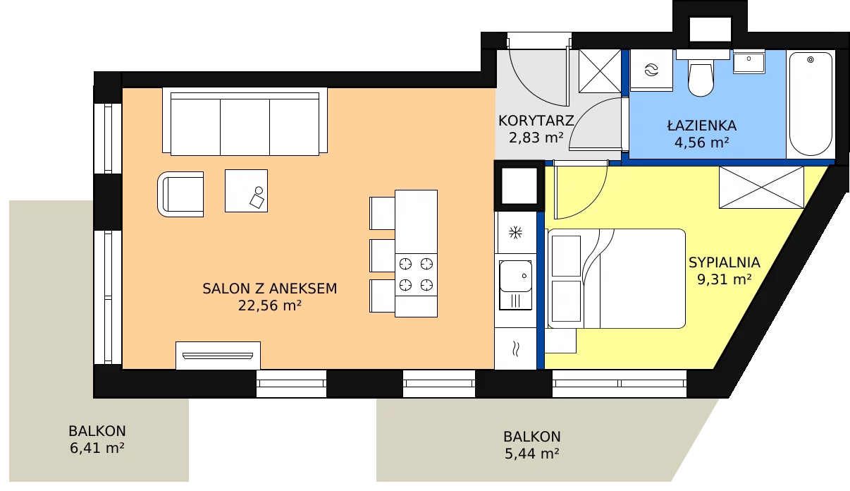 2 pokoje, mieszkanie 54,93 m², piętro 3, oferta nr 46B, Strzelców 28, Kraków, Prądnik Czerwony, ul. Strzelców 28