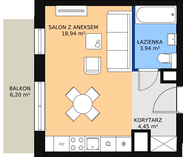 2 pokoje, mieszkanie 41,70 m², piętro 3, oferta nr 47B, Strzelców 28, Kraków, Prądnik Czerwony, ul. Strzelców 28