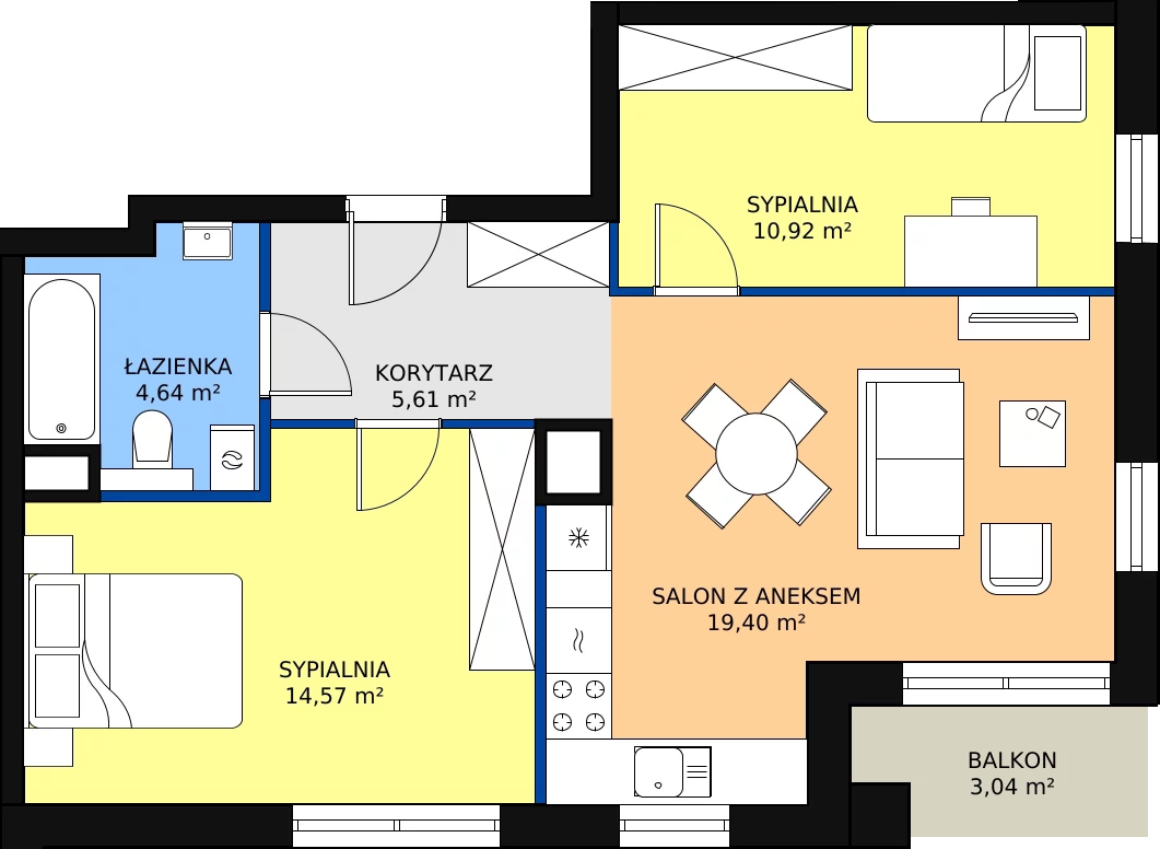 2 pokoje, mieszkanie 41,54 m², piętro 4, oferta nr 52B, Strzelców 28, Kraków, Prądnik Czerwony, ul. Strzelców 28