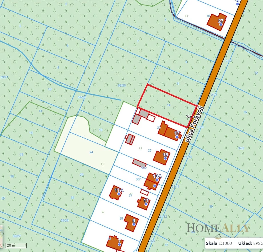 Działka 1 060,00 m², oferta nr , 786831, Warszawa, Białołęka, Białołęka, Forsycji