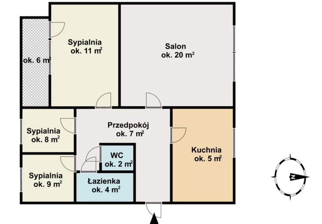 Mieszkanie czteropokojowe 66,20 m², Warszawa, Przy Bernardyńskiej Wodzie, Sprzedaż