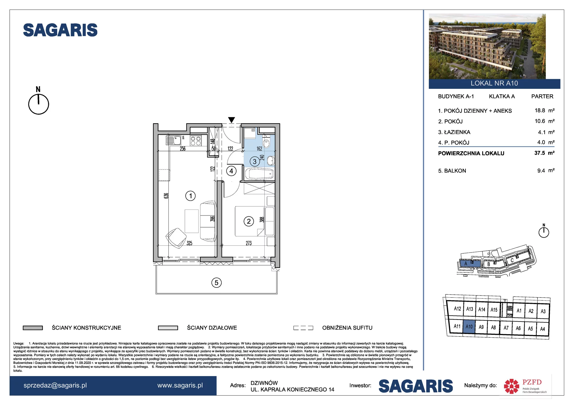 Apartament 37,50 m², parter, oferta nr A10, ESSENSE Baltic Resort, Dziwnów, ul. Kaprala Koniecznego 14