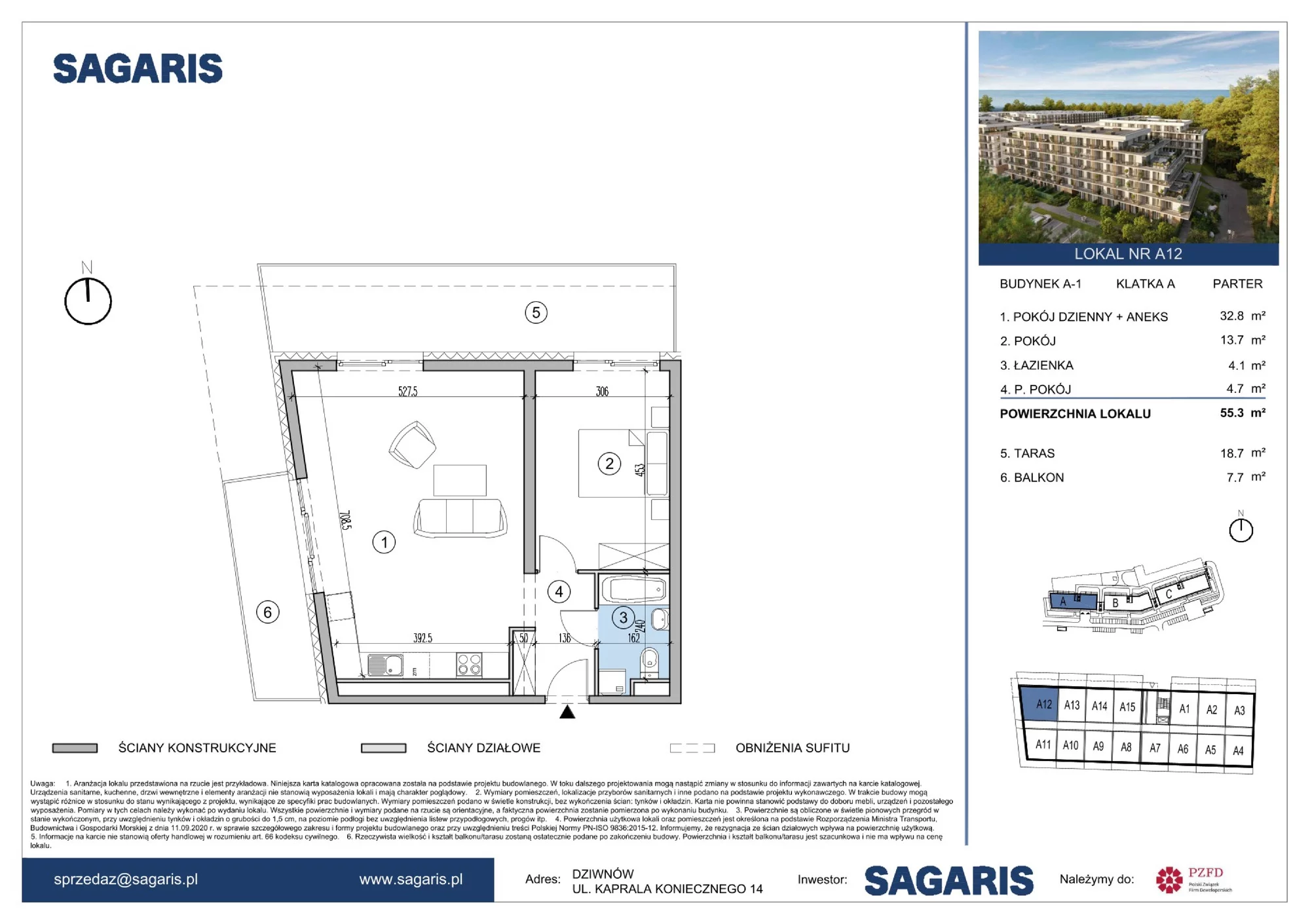 Apartament 55,30 m², parter, oferta nr A12, ESSENSE Baltic Resort, Dziwnów, ul. Kaprala Koniecznego 14-idx