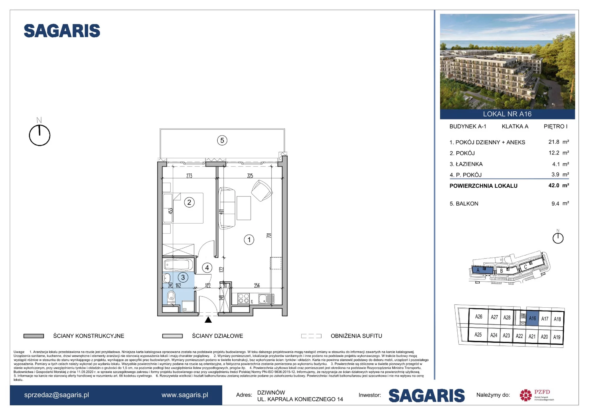 Apartament 42,00 m², piętro 1, oferta nr A16, ESSENSE Baltic Resort, Dziwnów, ul. Kaprala Koniecznego 14