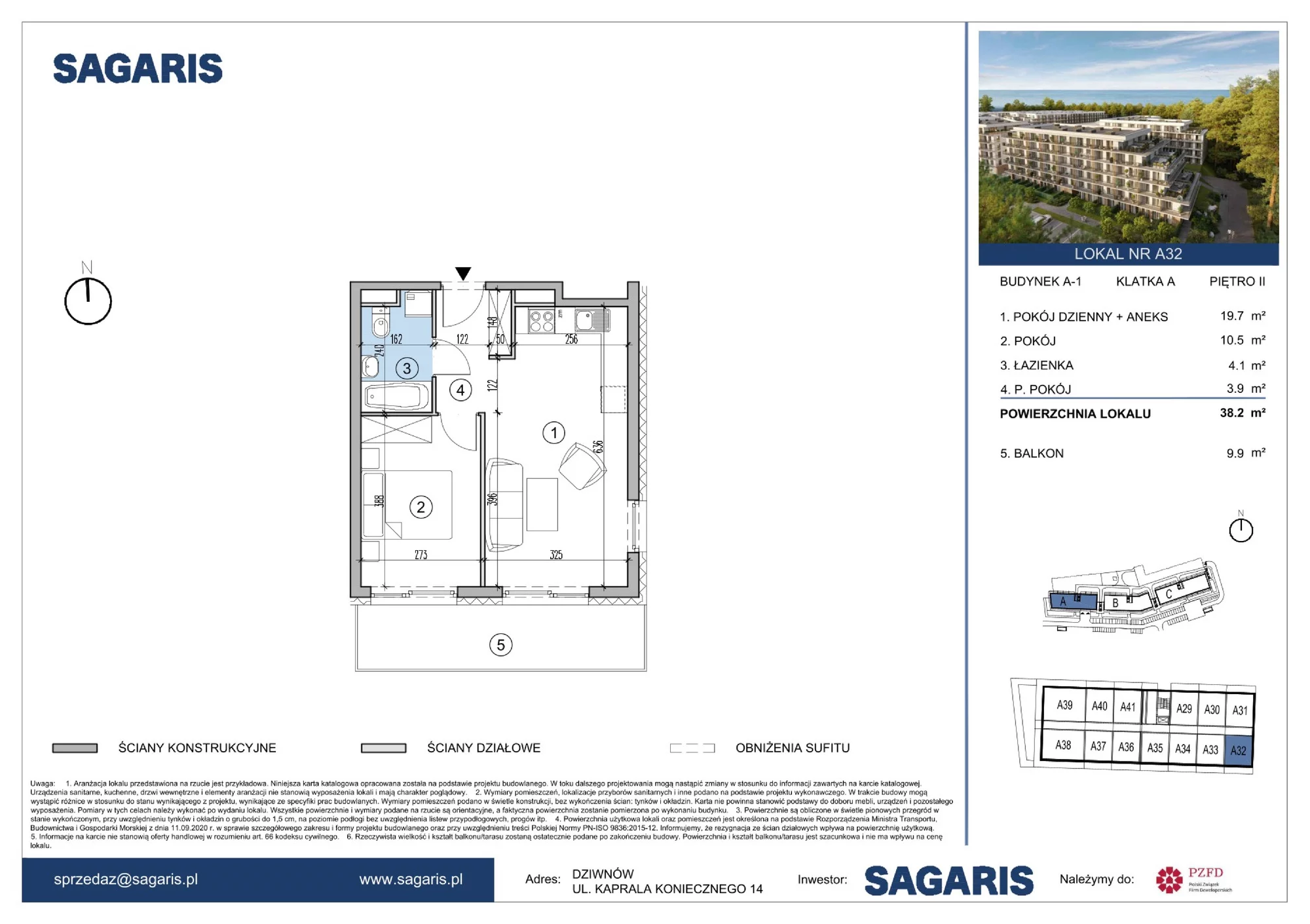 Apartament 38,20 m², piętro 2, oferta nr A32, ESSENSE Baltic Resort, Dziwnów, ul. Kaprala Koniecznego 14-idx