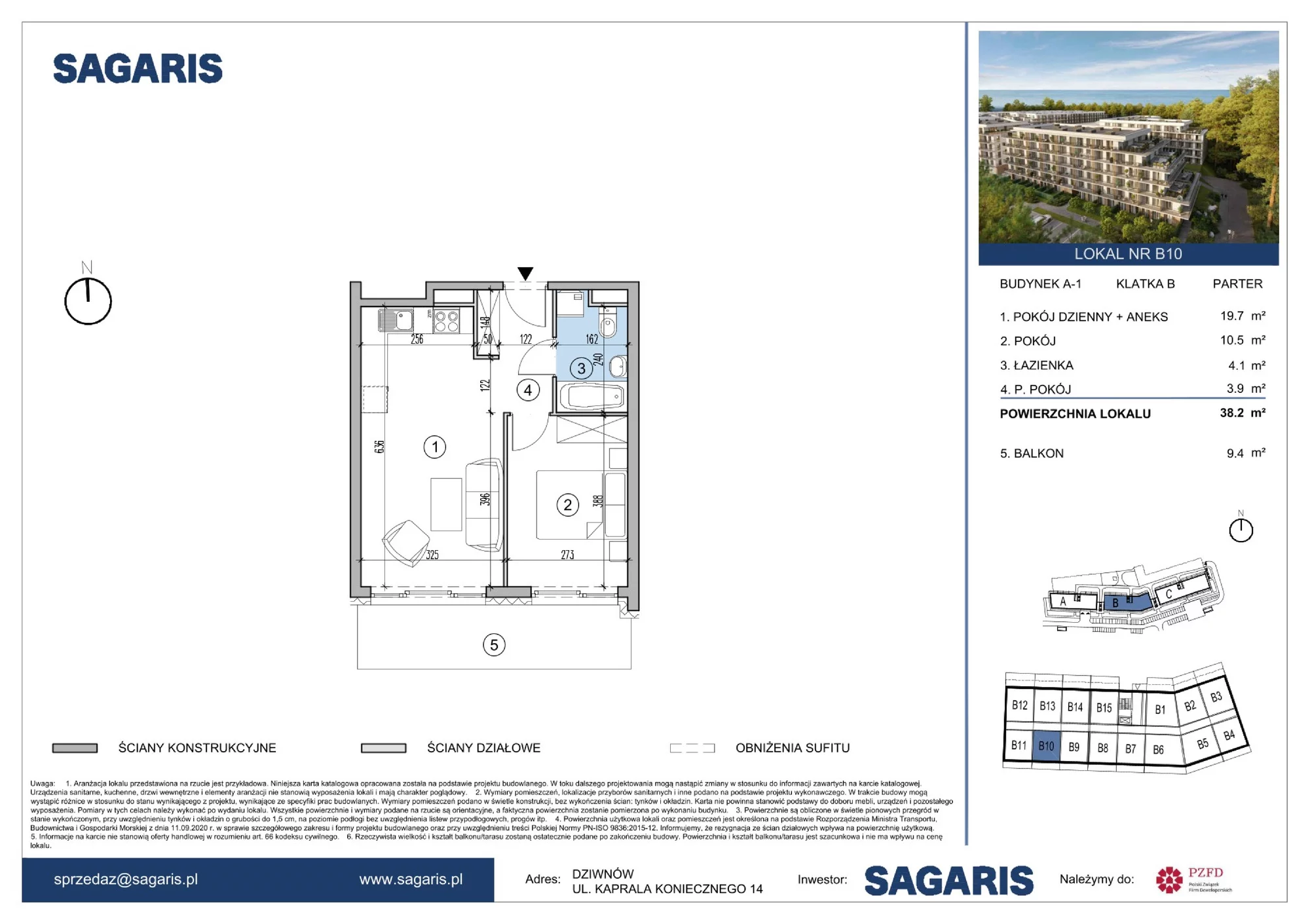 Apartament 38,20 m², parter, oferta nr B10, ESSENSE Baltic Resort, Dziwnów, ul. Kaprala Koniecznego 14-idx