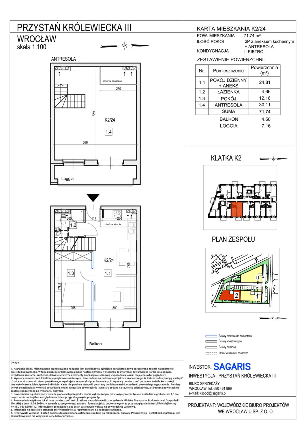 Mieszkanie 71,54 m², piętro 2, oferta nr K2/24, Przystań Królewiecka III, Wrocław, Maślice, Fabryczna, ul. Królewiecka