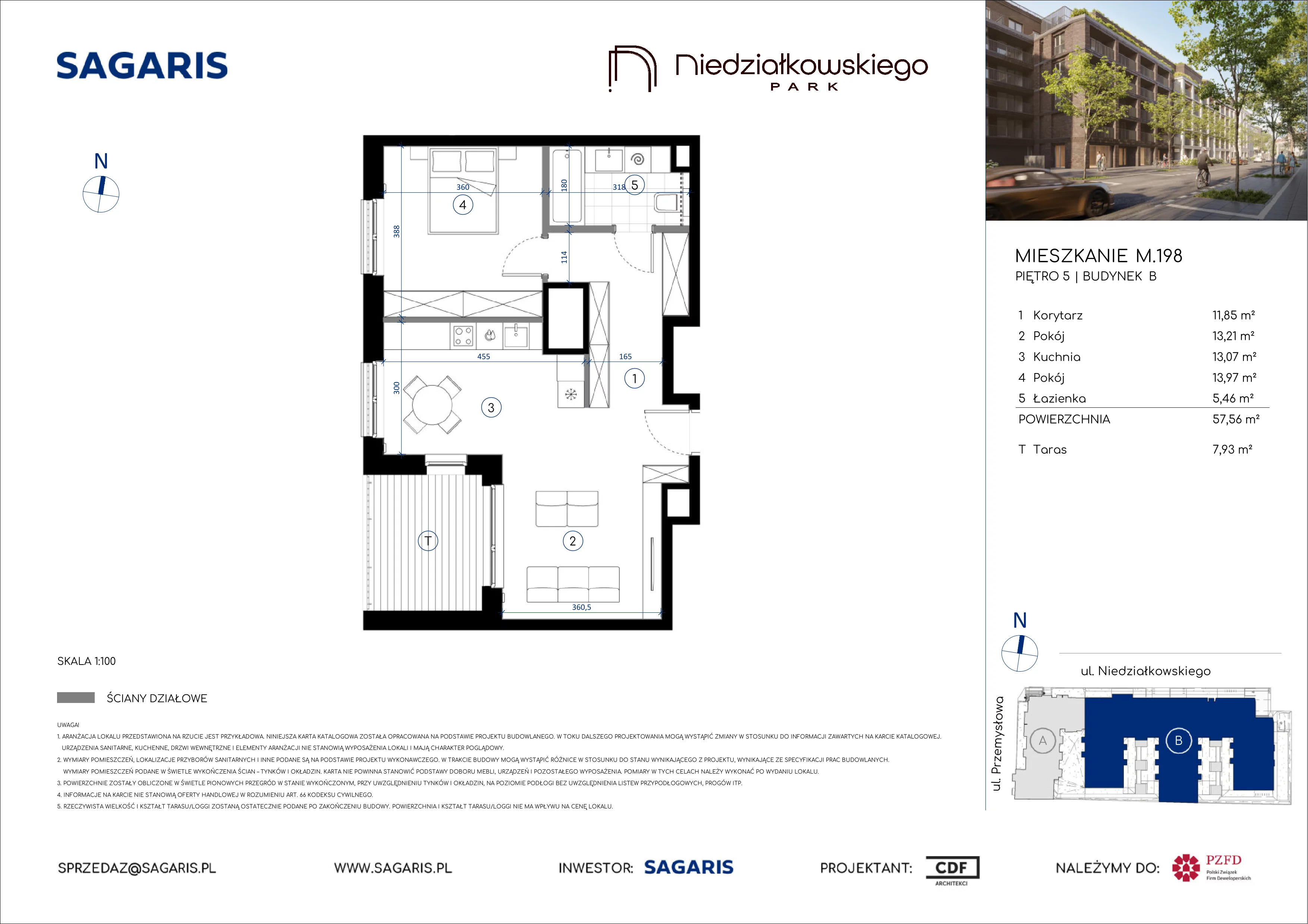 2 pokoje, mieszkanie 57,56 m², piętro 5, oferta nr M.198, Niedziałkowskiego Park, Poznań, Wilda, ul. Niedziałkowskiego Park