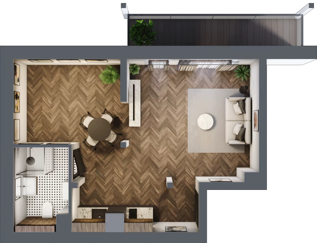 1 pokój, lokal inwestycyjny 31,46 m², piętro 2, oferta nr 1.3.1, Szklarska Village, Szklarska Poręba, ul. Muzealna