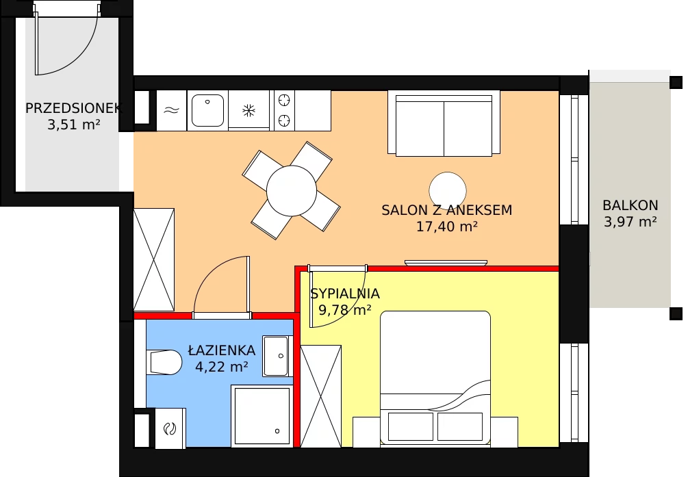 Apartament 35,32 m², piętro 1, oferta nr 2.2.2, Szklarska Village, Szklarska Poręba, ul. Muzealna