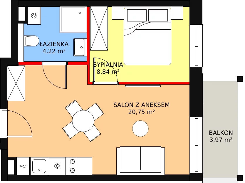 Apartament 33,81 m², piętro 1, oferta nr 2.2.3, Szklarska Village, Szklarska Poręba, ul. Muzealna