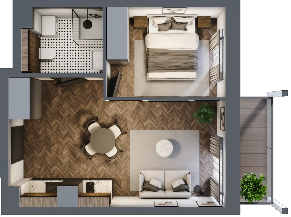 2 pokoje, mieszkanie 33,81 m², piętro 1, oferta nr 2.2.3, Szklarska Village, Szklarska Poręba, ul. Muzealna