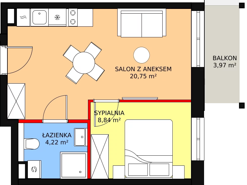 Apartament 33,81 m², piętro 1, oferta nr 2.2.4, Szklarska Village, Szklarska Poręba, ul. Muzealna