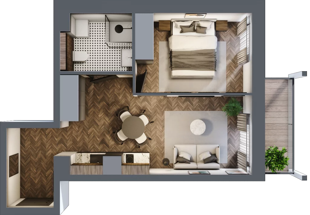 2 pokoje, mieszkanie 35,32 m², piętro 1, oferta nr 2.2.5, Szklarska Village, Szklarska Poręba, ul. Muzealna