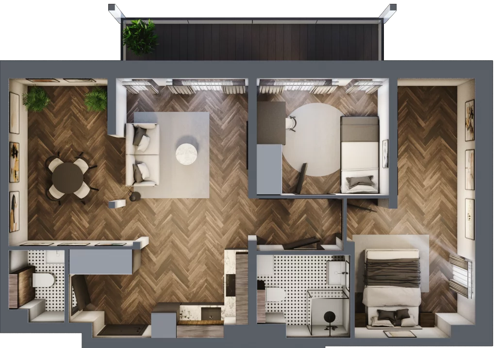 3 pokoje, mieszkanie 54,79 m², piętro 2, oferta nr 2.3.2, Szklarska Village, Szklarska Poręba, ul. Muzealna