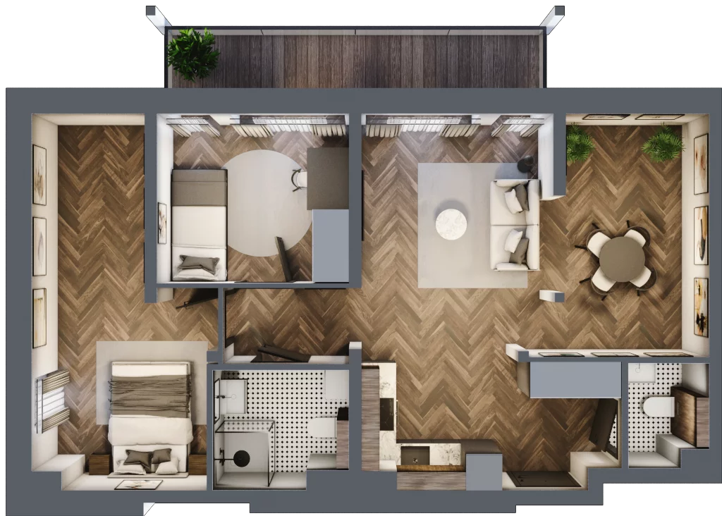 3 pokoje, apartament 54,79 m², piętro 2, oferta nr 2.3.3, Szklarska Village, Szklarska Poręba, ul. Muzealna