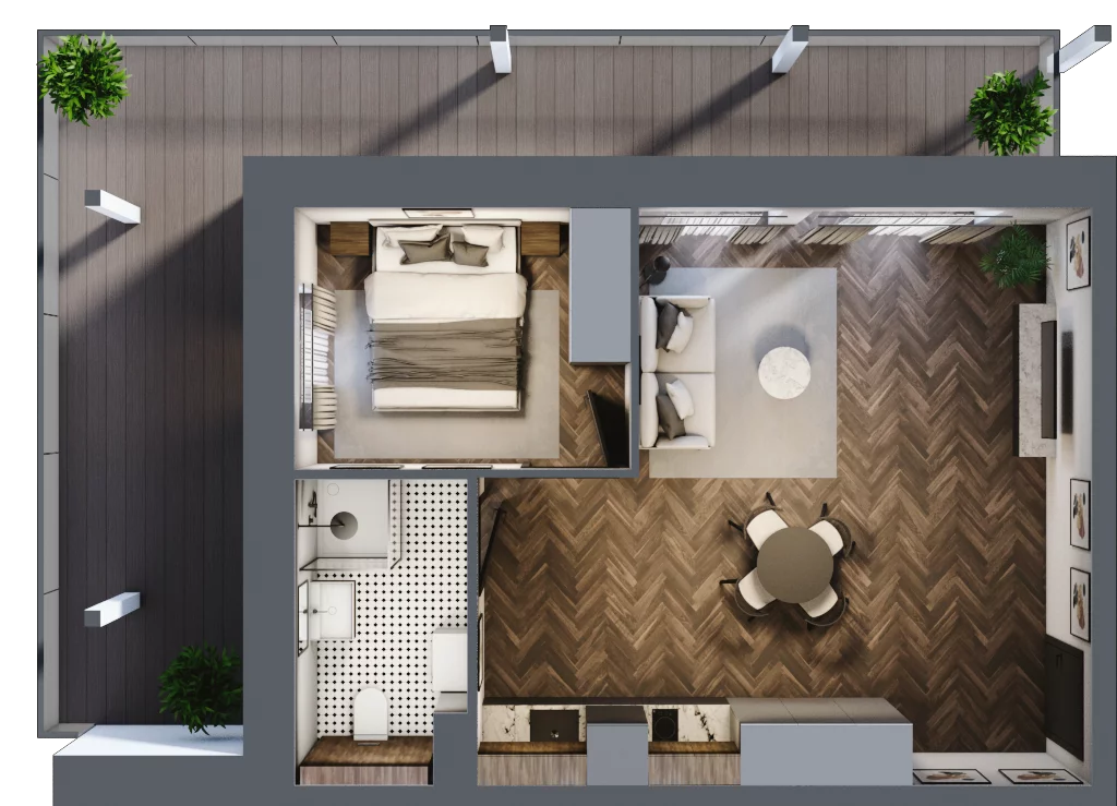 2 pokoje, mieszkanie 42,86 m², parter, oferta nr 4.1.1, Szklarska Village, Szklarska Poręba, ul. Muzealna