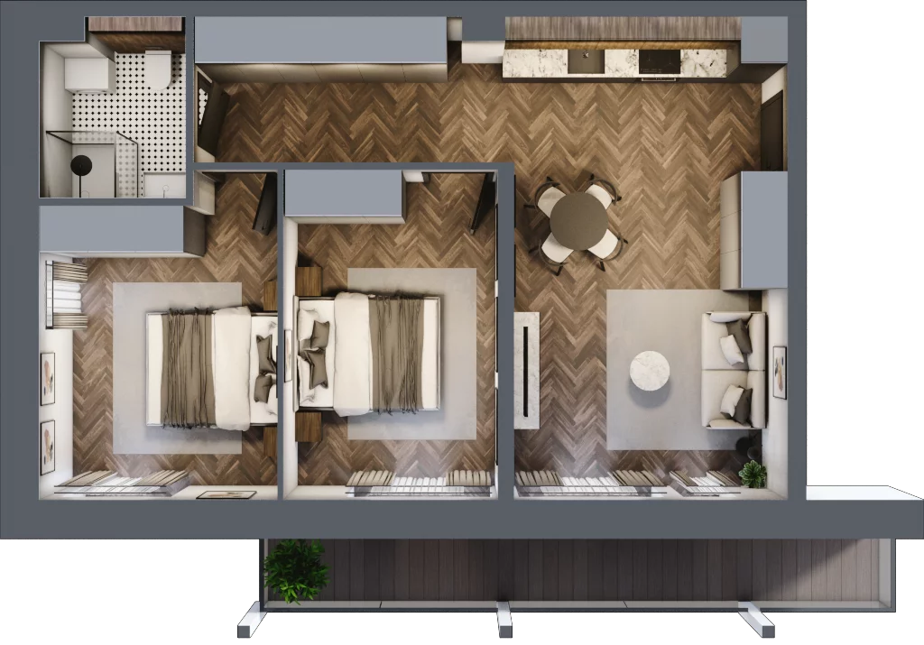 3 pokoje, mieszkanie 57,51 m², piętro 1, oferta nr 5.2.3, Szklarska Village, Szklarska Poręba, ul. Muzealna