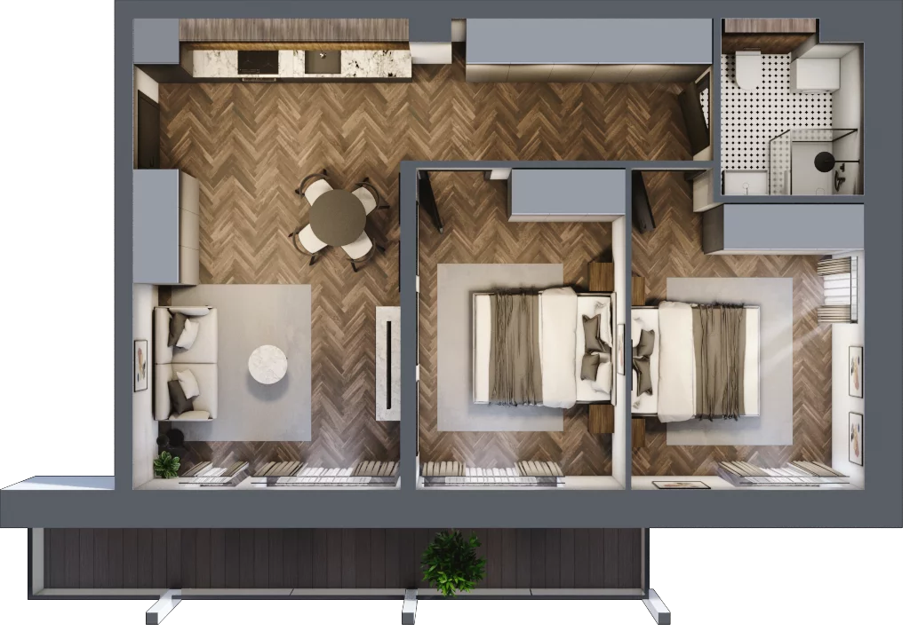 3 pokoje, mieszkanie 57,51 m², piętro 1, oferta nr 5.2.4, Szklarska Village, Szklarska Poręba, ul. Muzealna