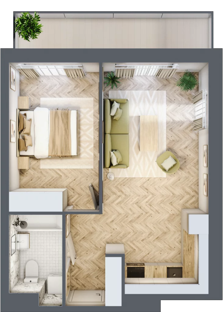 2 pokoje, apartament 42,00 m², piętro 1, oferta nr B18, ESSENSE Baltic Resort, Dziwnów, ul. Kaprala Koniecznego 14
