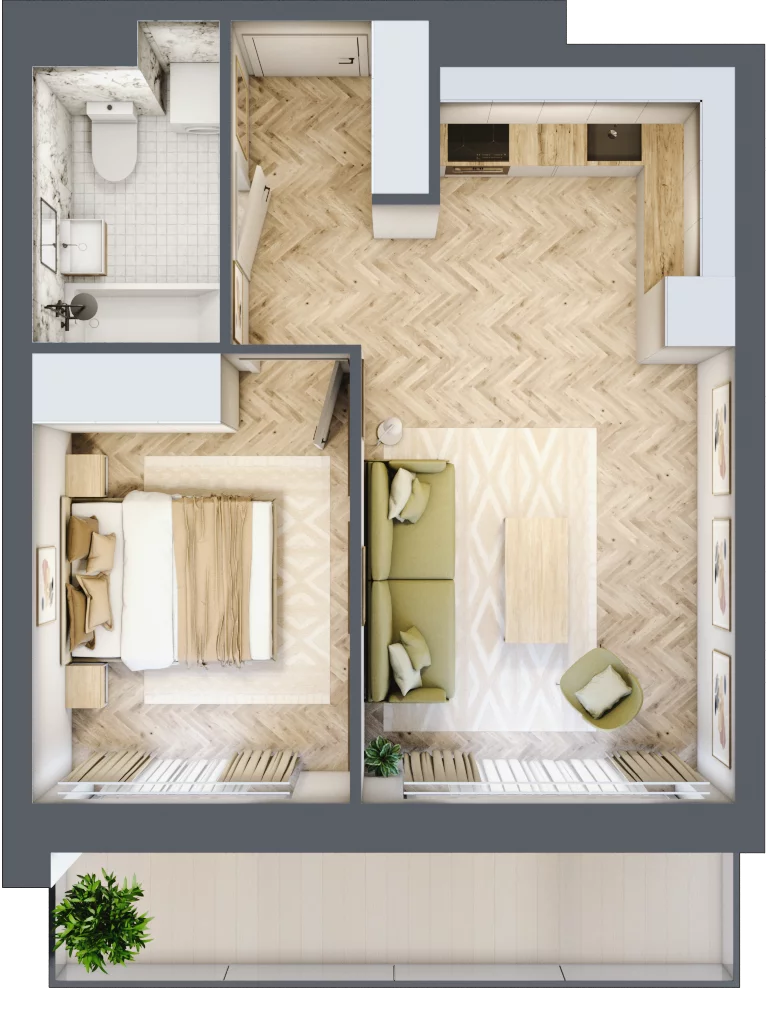 2 pokoje, apartament 38,20 m², piętro 1, oferta nr B24, ESSENSE Baltic Resort, Dziwnów, ul. Kaprala Koniecznego 14