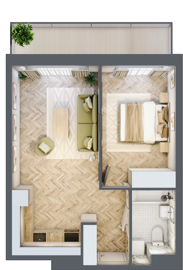2 pokoje, apartament 42,00 m², piętro 1, oferta nr B30, ESSENSE Baltic Resort, Dziwnów, ul. Kaprala Koniecznego 14