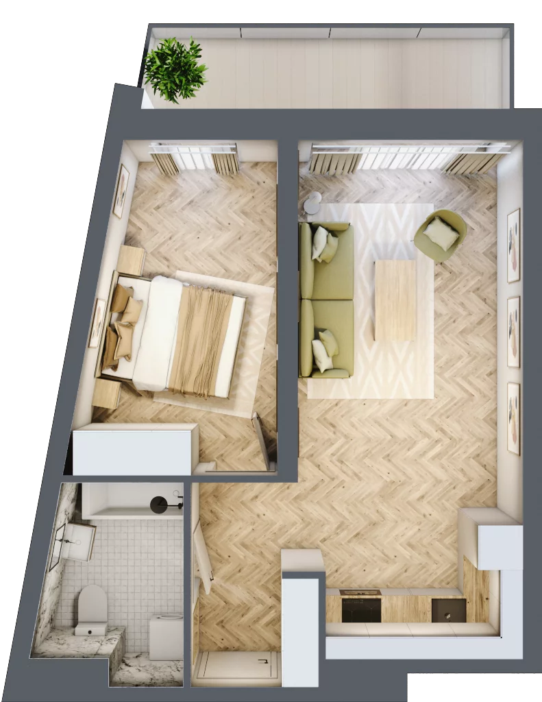 2 pokoje, apartament 41,20 m², piętro 2, oferta nr B32, ESSENSE Baltic Resort, Dziwnów, ul. Kaprala Koniecznego 14