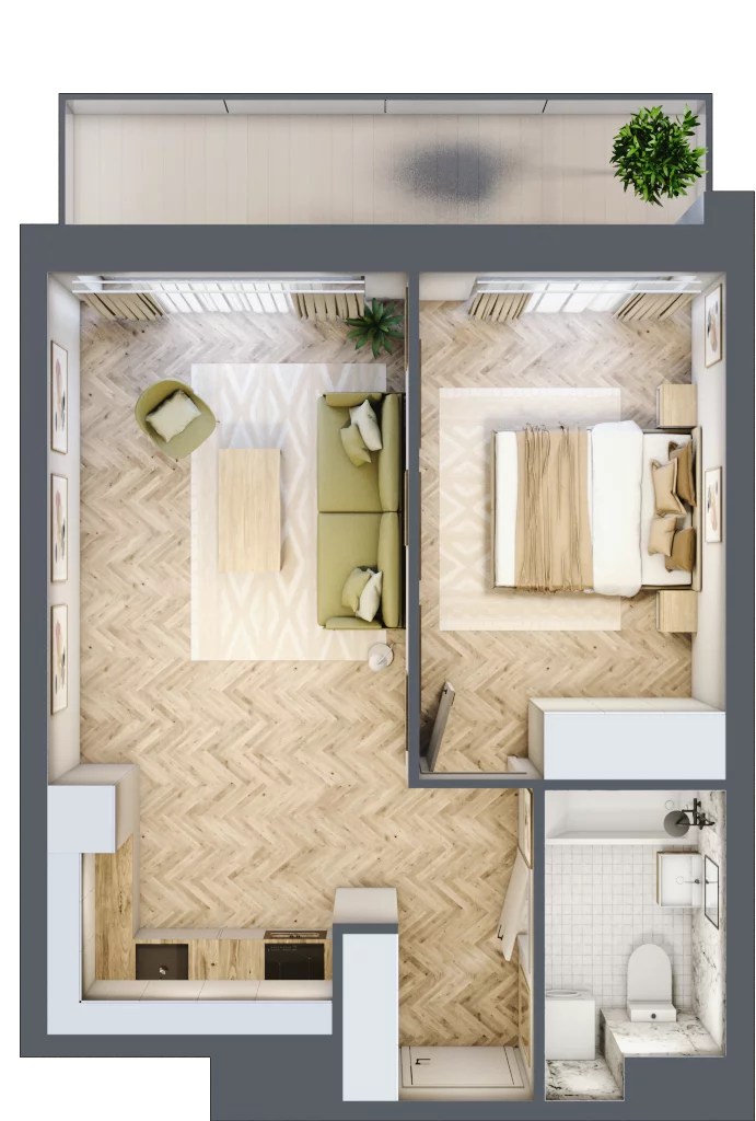 2 pokoje, apartament 41,50 m², piętro 2, oferta nr B43, ESSENSE Baltic Resort, Dziwnów, ul. Kaprala Koniecznego 14