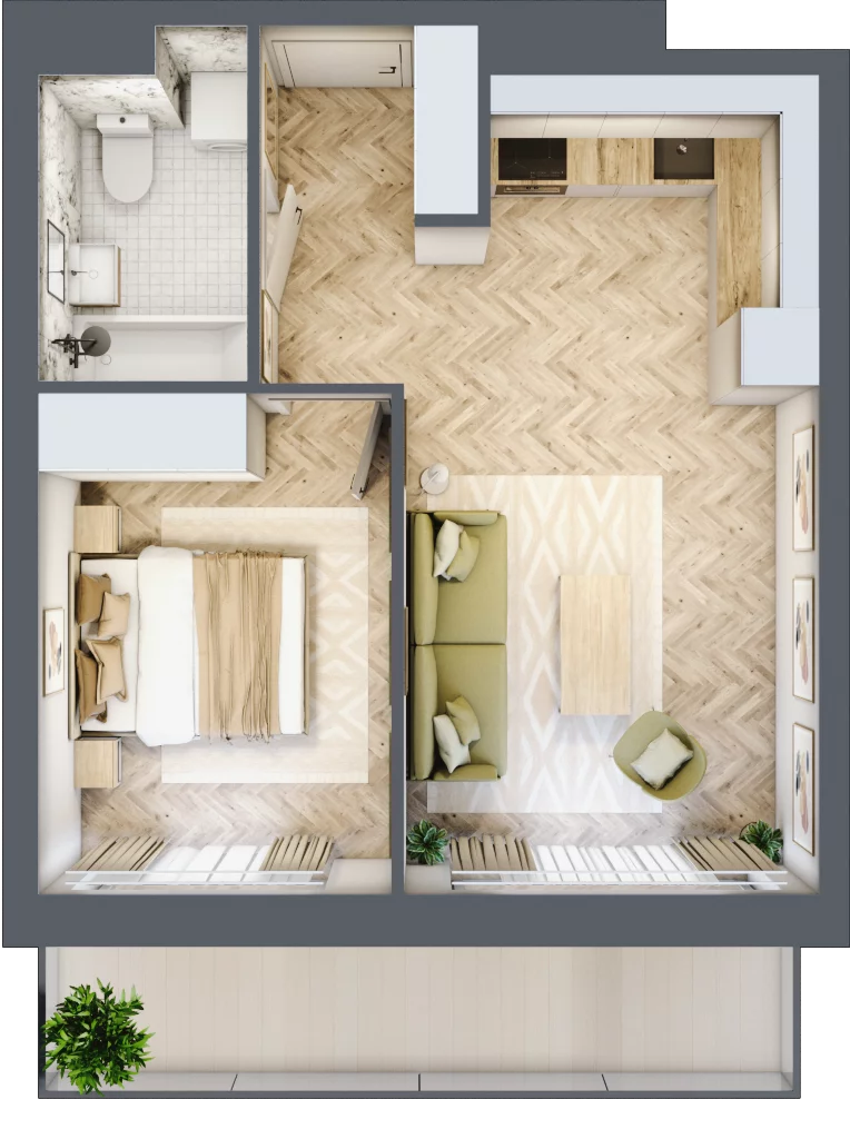 2 pokoje, apartament 38,20 m², parter, oferta nr C12, ESSENSE Baltic Resort, Dziwnów, ul. Kaprala Koniecznego 14