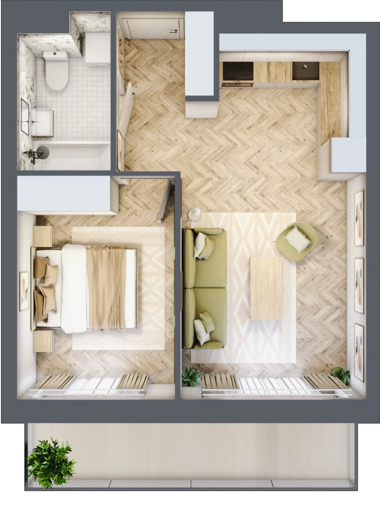 2 pokoje, apartament 38,20 m², parter, oferta nr C14, ESSENSE Baltic Resort, Dziwnów, ul. Kaprala Koniecznego 14