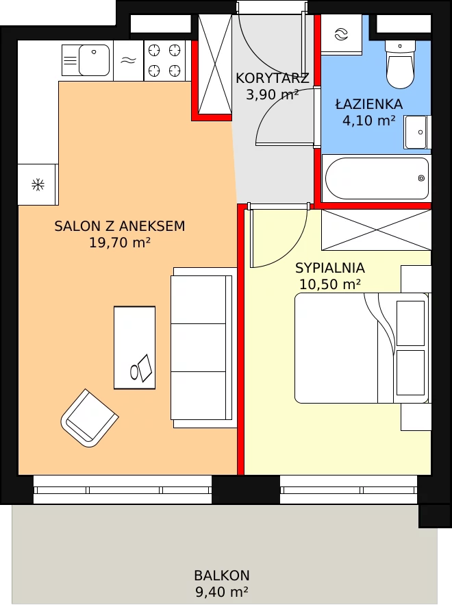 Nowy apartament, 38,20 m², 2 pokoje, 1 piętro, oferta nr C33